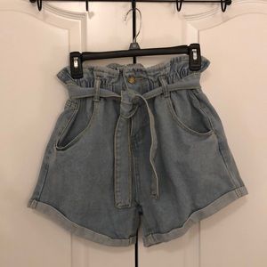 SHEIN High-Waisted Paper Bag Denim Shorts